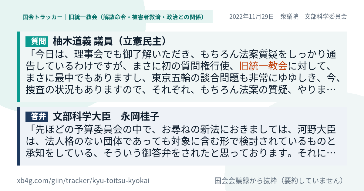 質問と答弁のカード