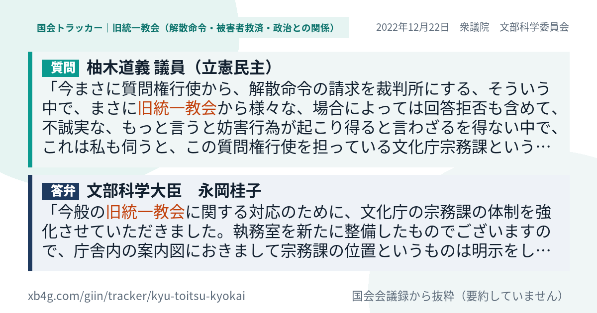 質問と答弁のカード