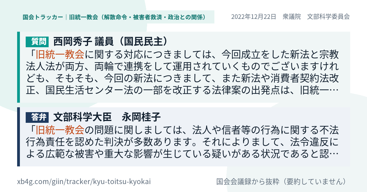 質問と答弁のカード