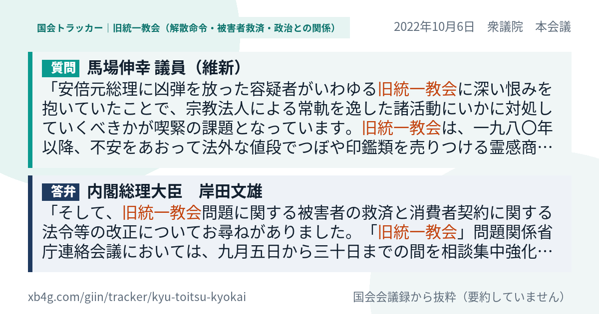 質問と答弁のカード