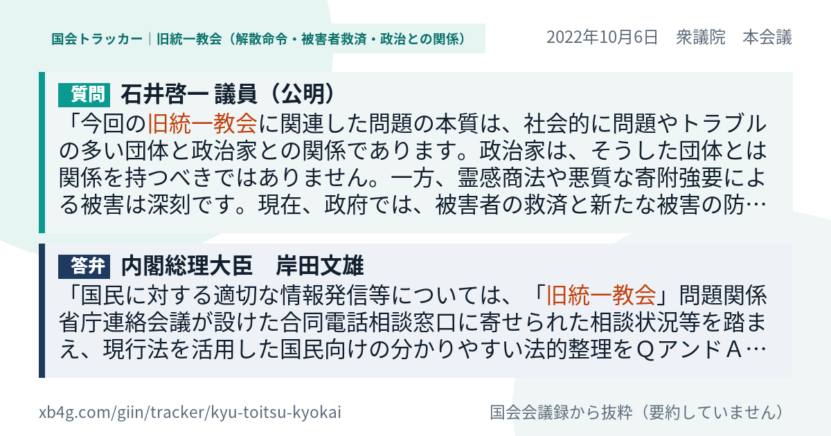 質問と答弁のカード