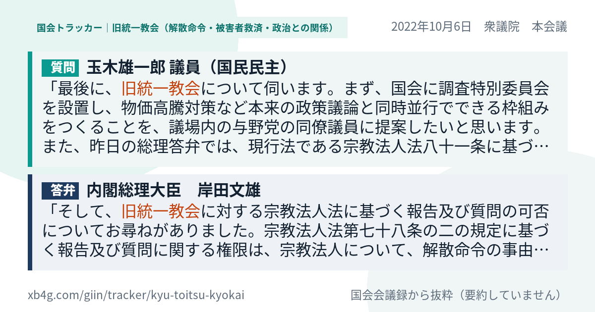 質問と答弁のカード