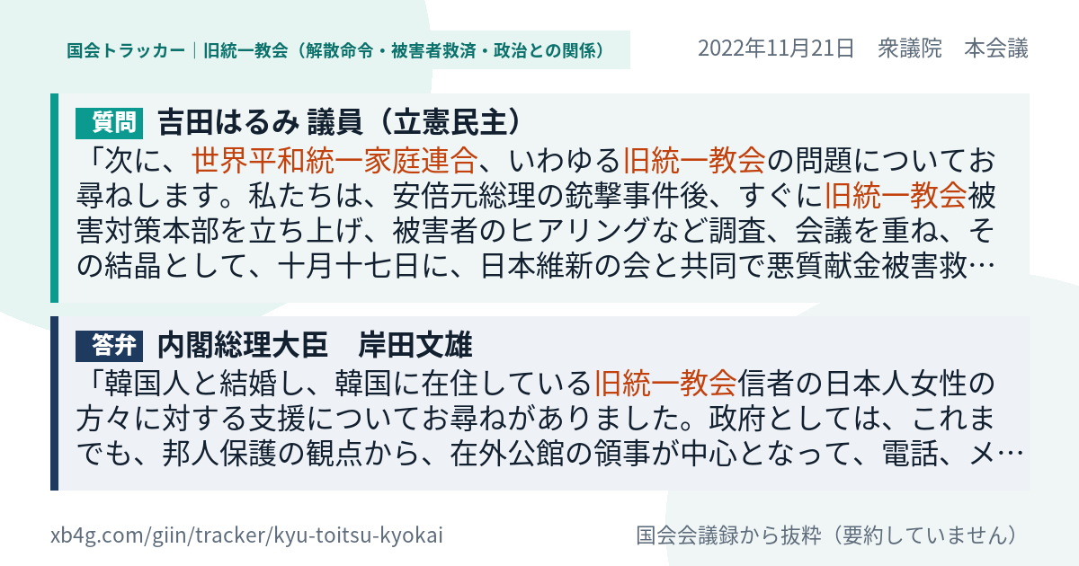 質問と答弁のカード