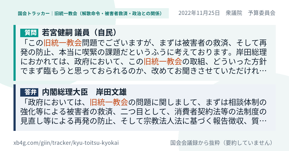 質問と答弁のカード