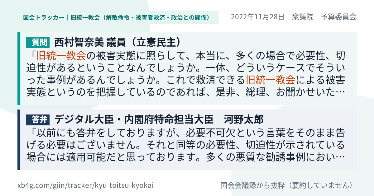 質問と答弁のカード