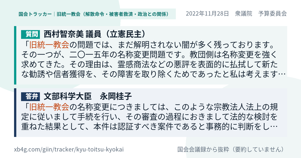 質問と答弁のカード