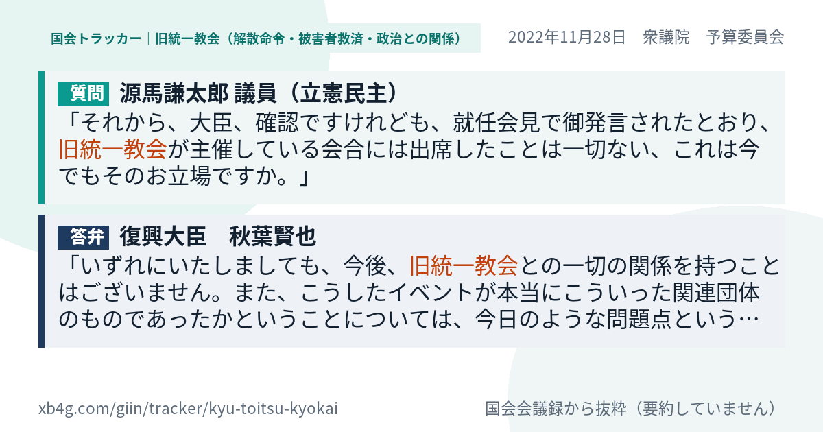 質問と答弁のカード