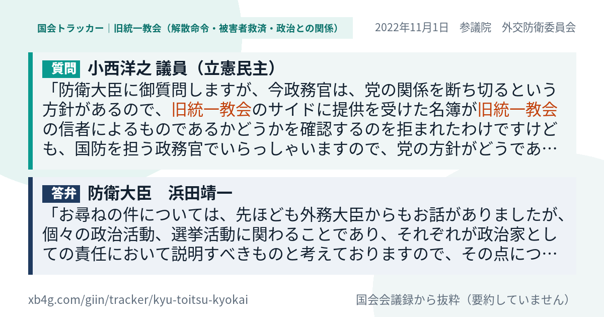 質問と答弁のカード
