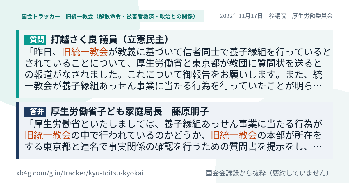 質問と答弁のカード