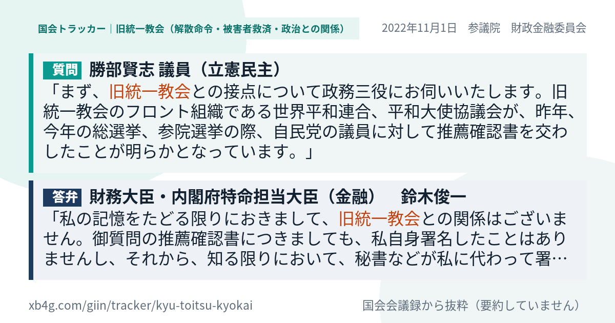 質問と答弁のカード