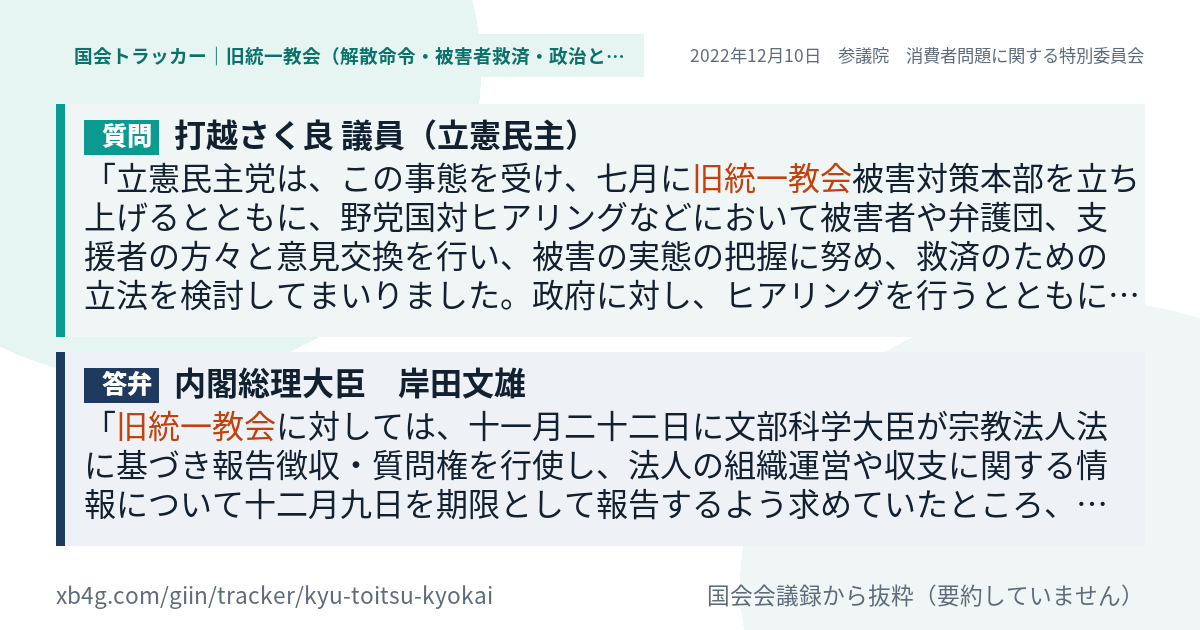 質問と答弁のカード