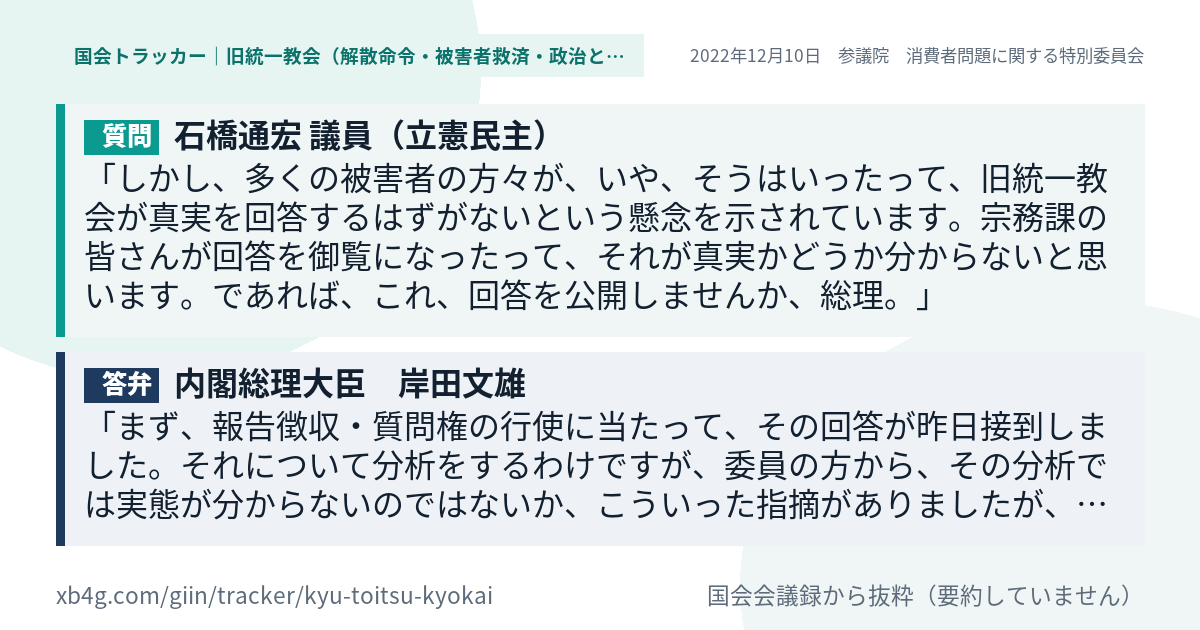 質問と答弁のカード