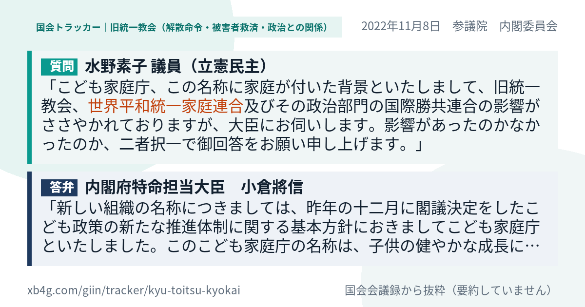 質問と答弁のカード