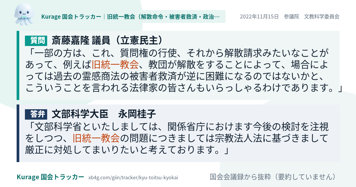 質問と答弁のカード