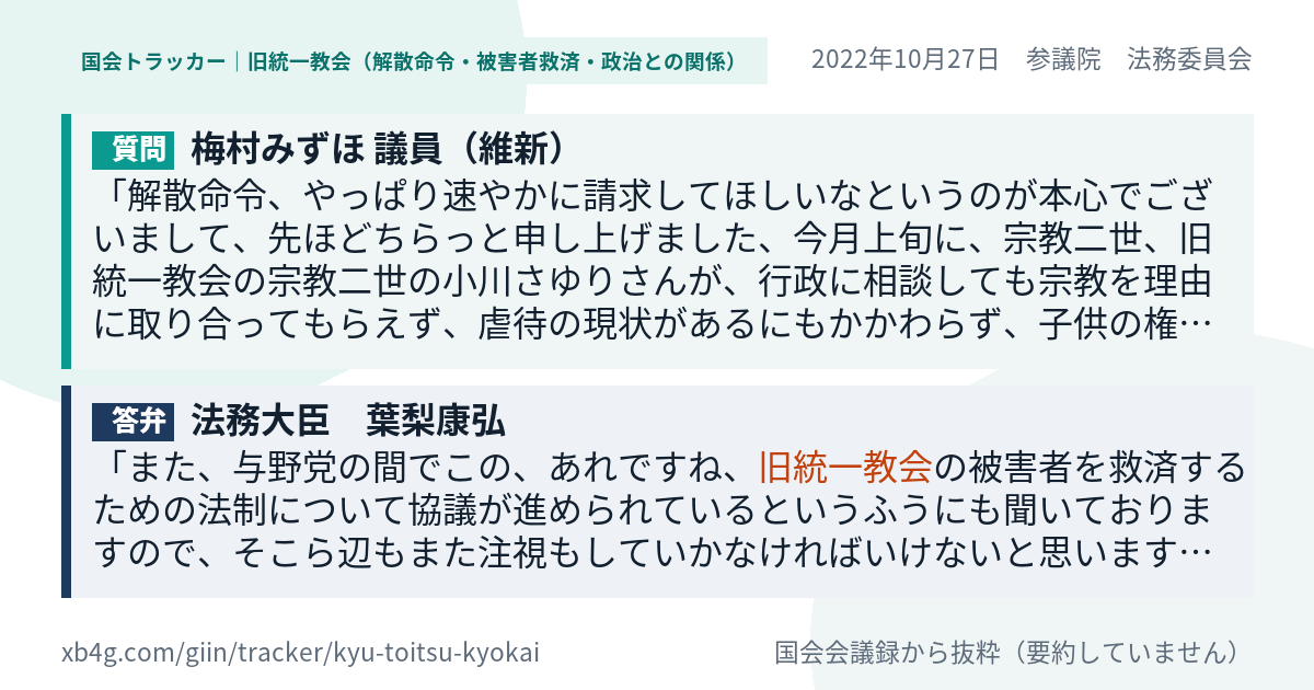 質問と答弁のカード