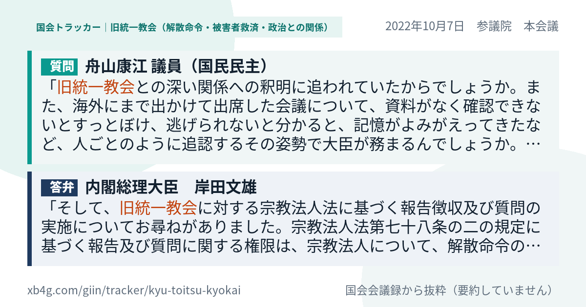 質問と答弁のカード