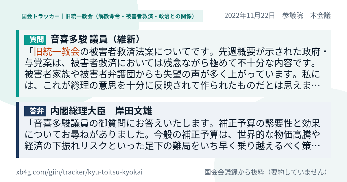 質問と答弁のカード