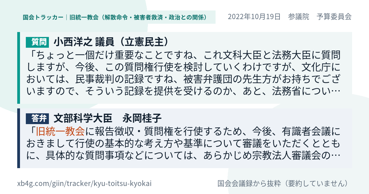 質問と答弁のカード