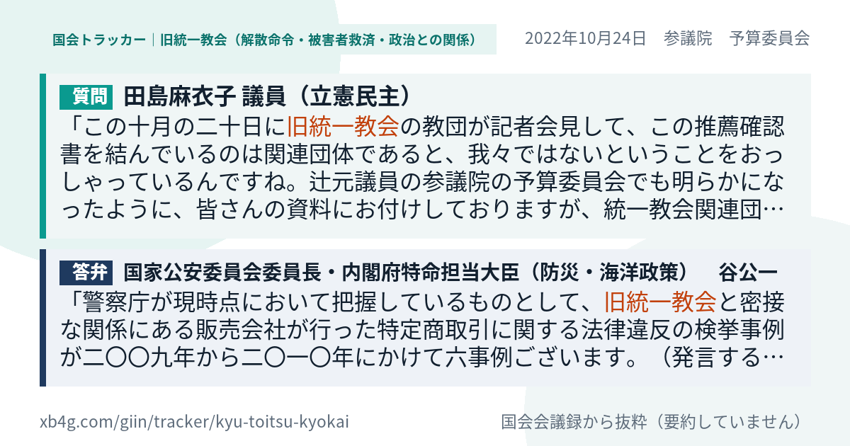 質問と答弁のカード