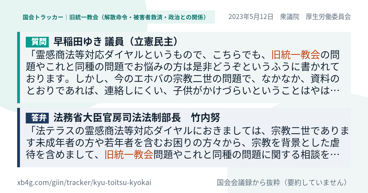質問と答弁のカード