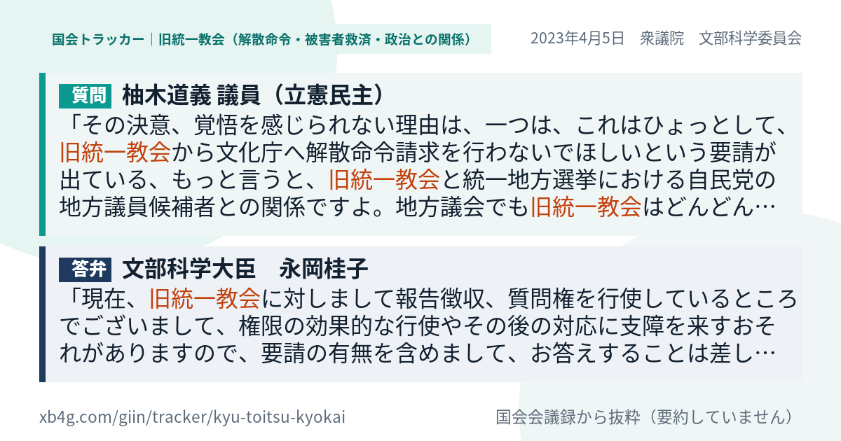 質問と答弁のカード