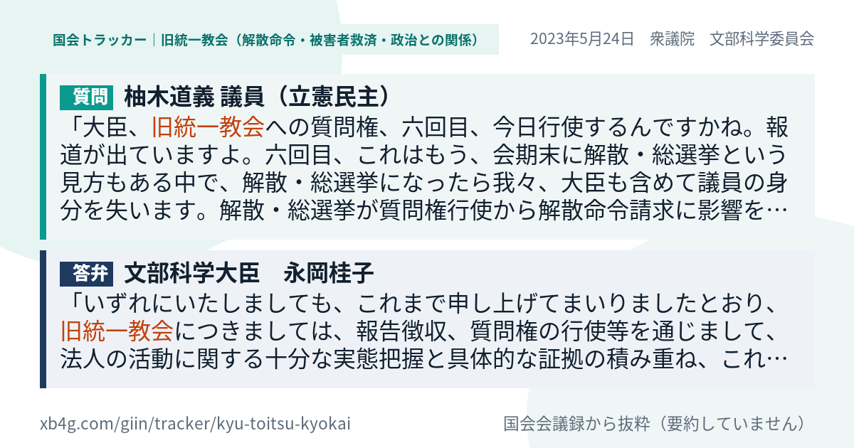 質問と答弁のカード