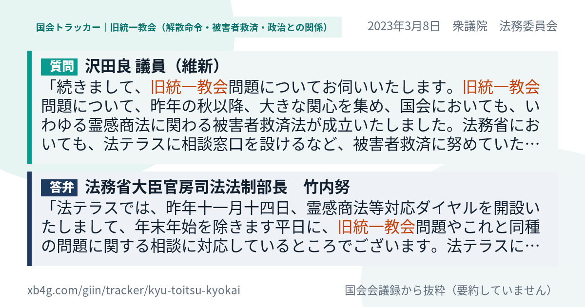 質問と答弁のカード