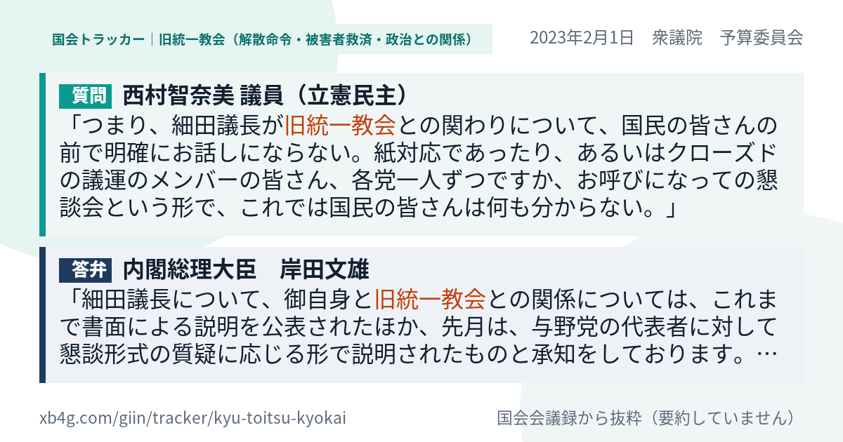 質問と答弁のカード