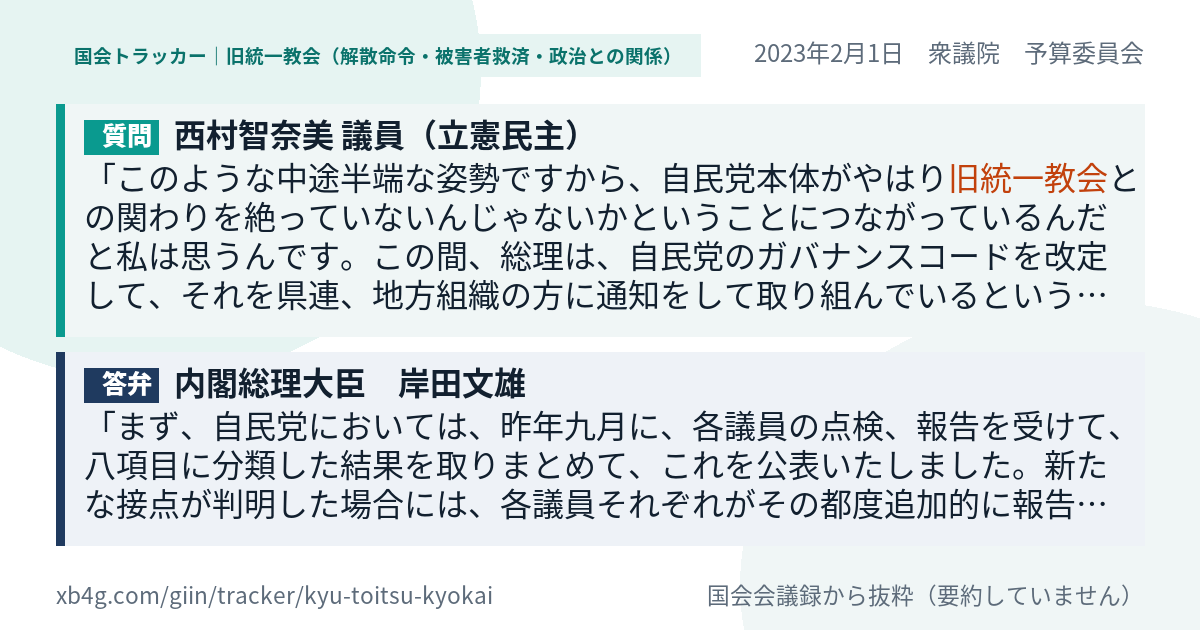 質問と答弁のカード