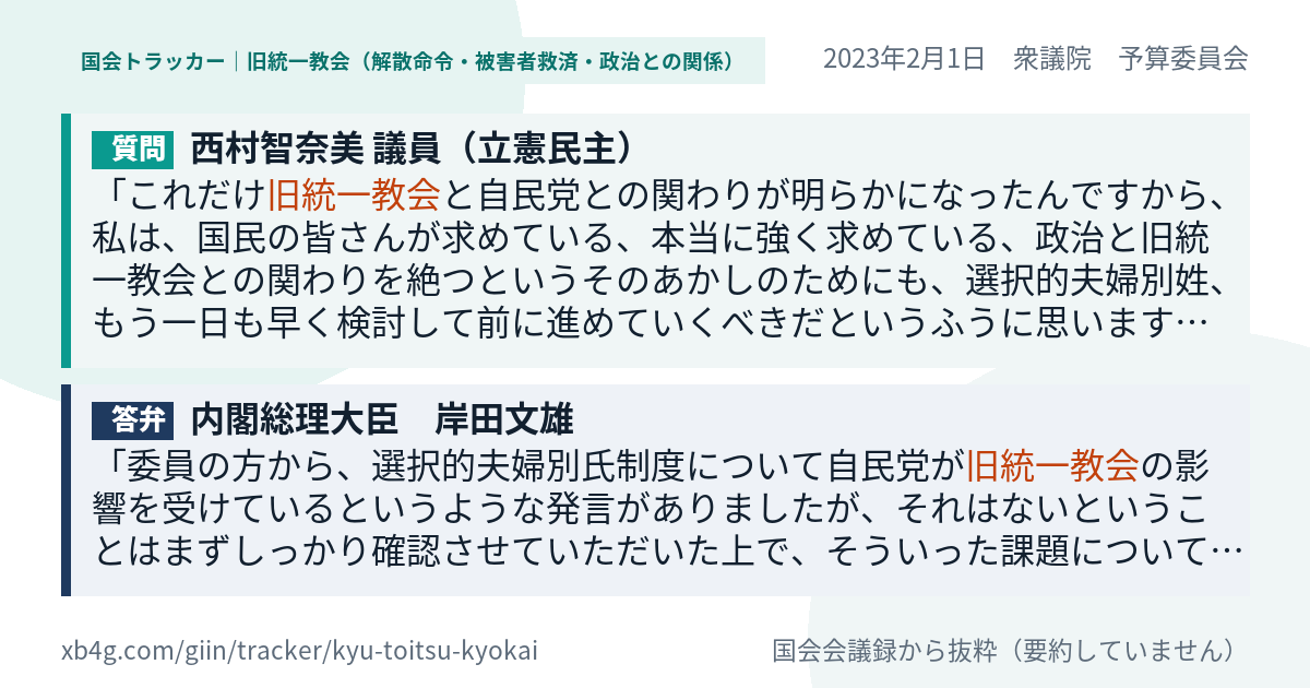 質問と答弁のカード