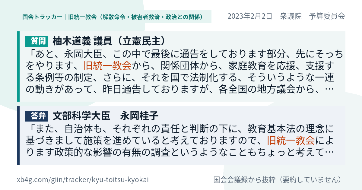 質問と答弁のカード