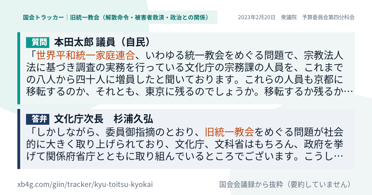 質問と答弁のカード