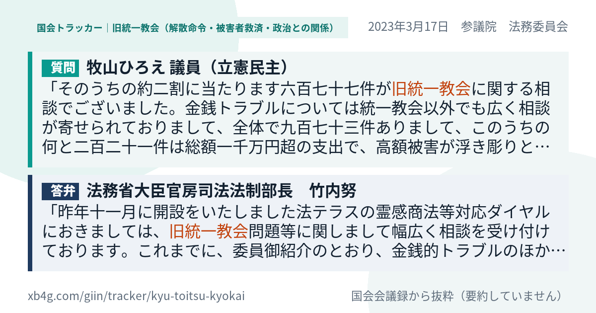 質問と答弁のカード