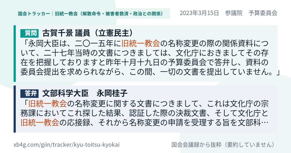質問と答弁のカード