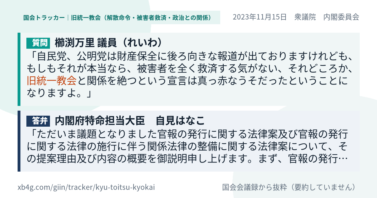 質問と答弁のカード