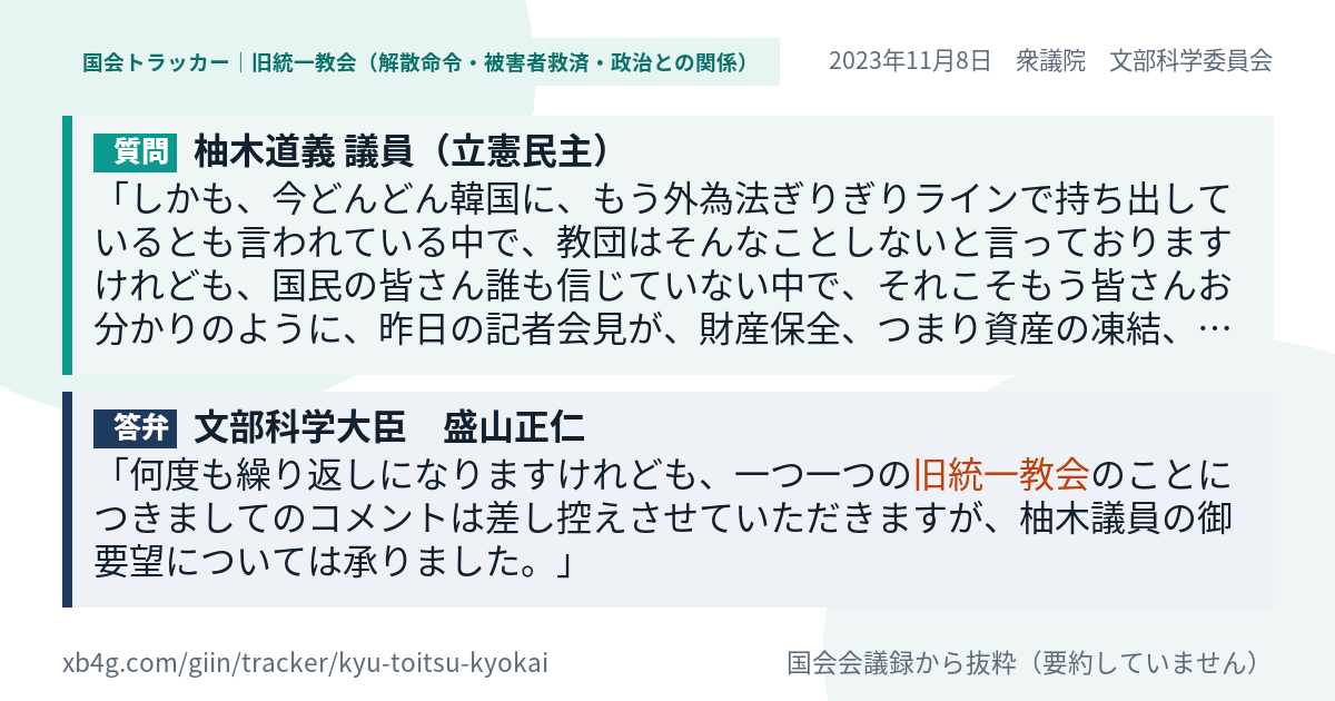 質問と答弁のカード