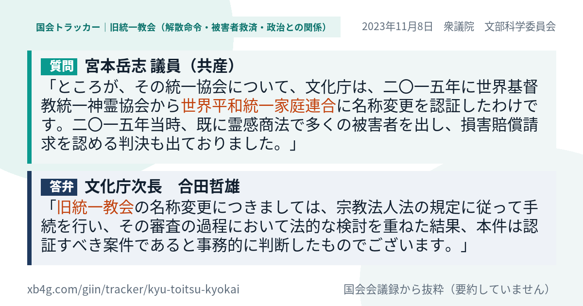 質問と答弁のカード
