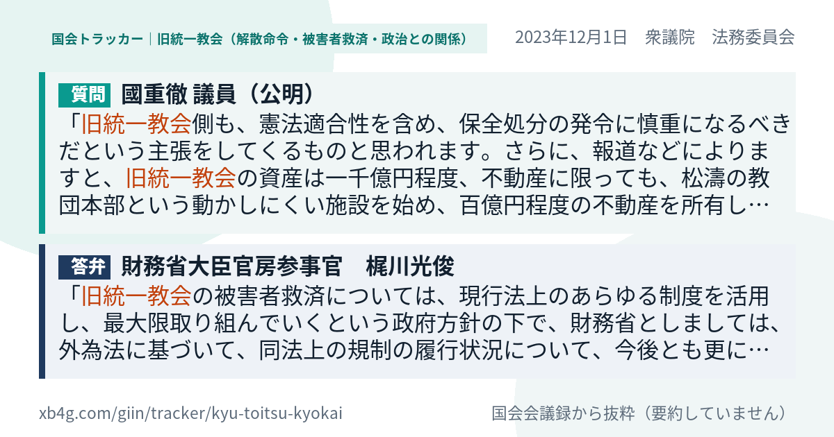 質問と答弁のカード