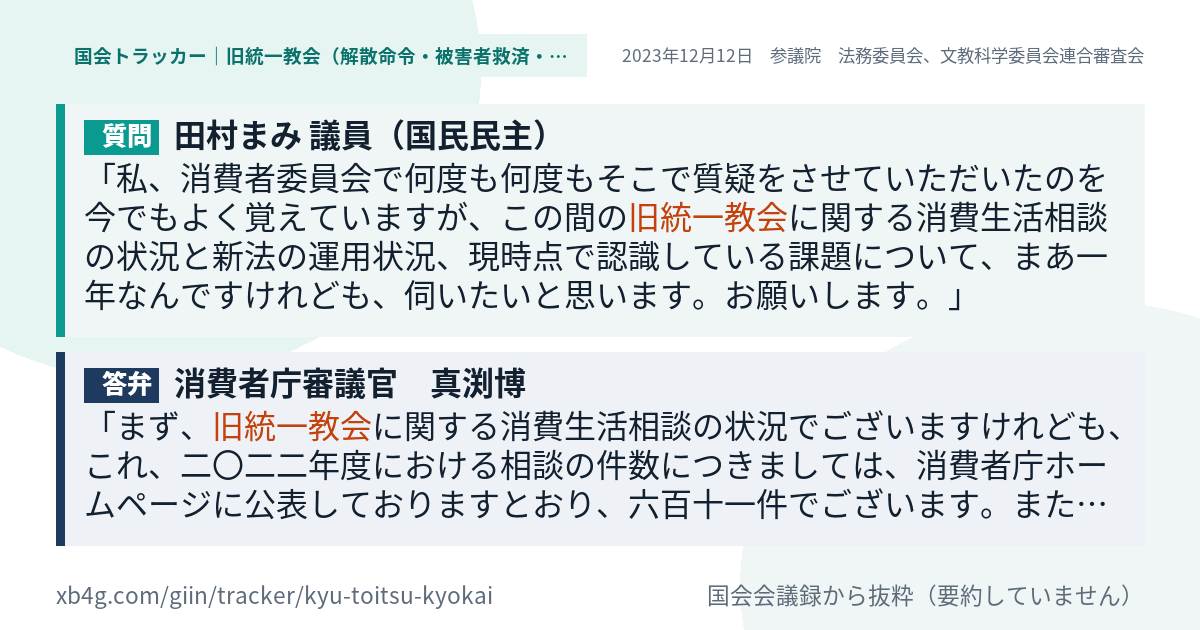 質問と答弁のカード
