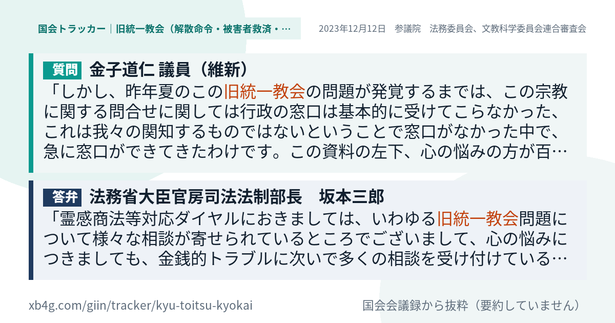 質問と答弁のカード