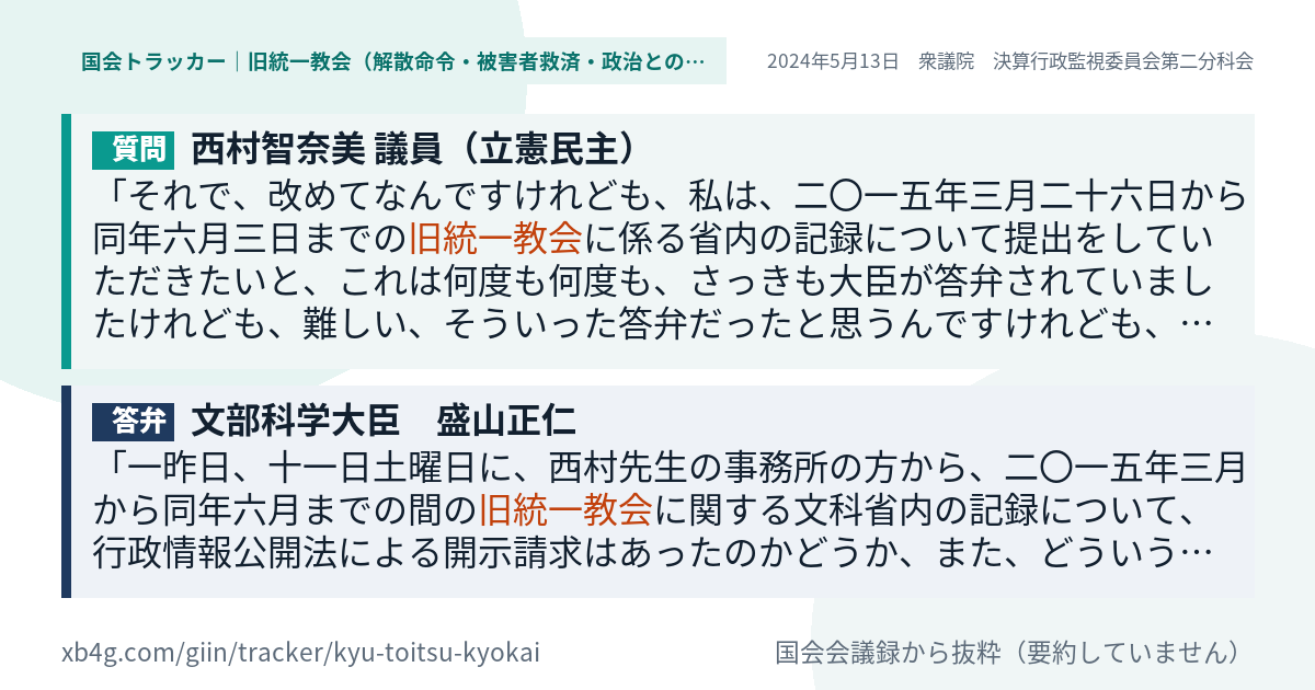 質問と答弁のカード