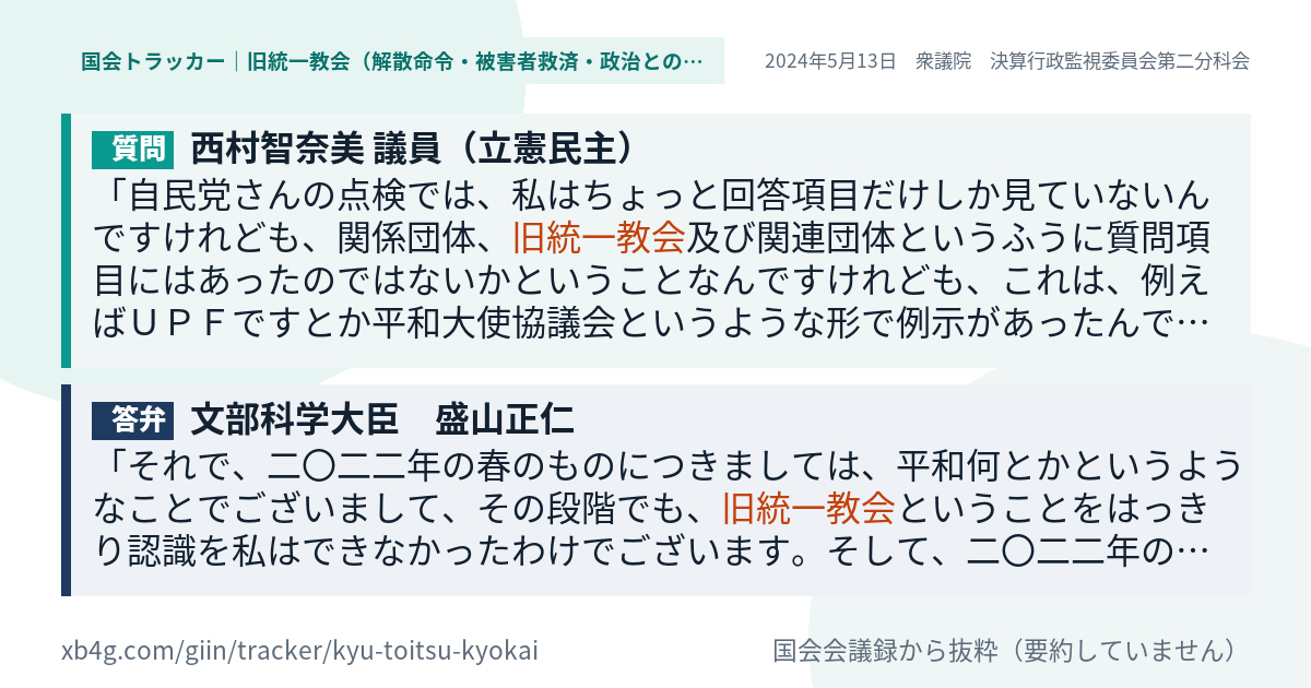 質問と答弁のカード