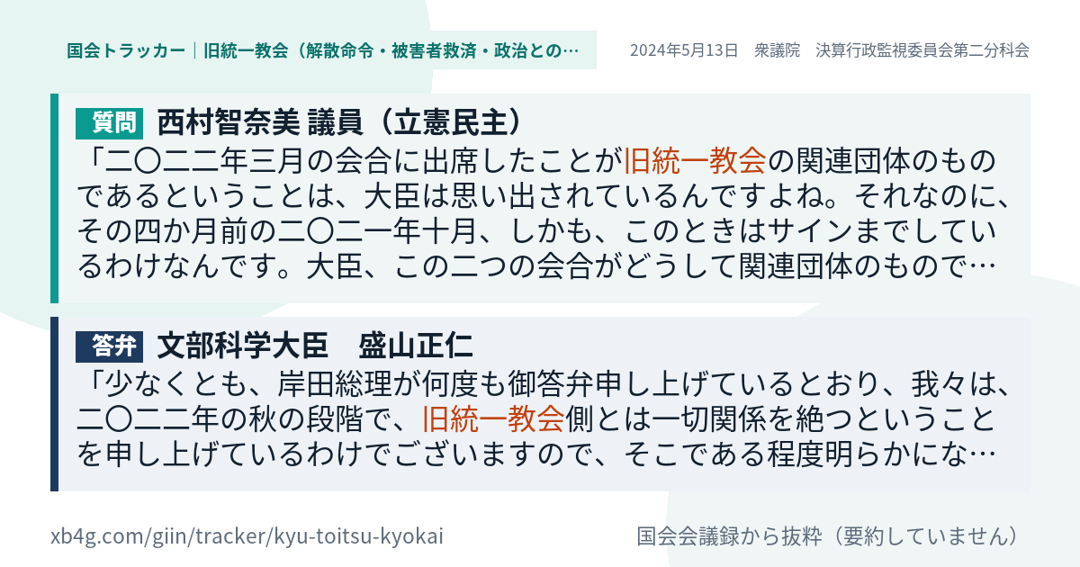 質問と答弁のカード