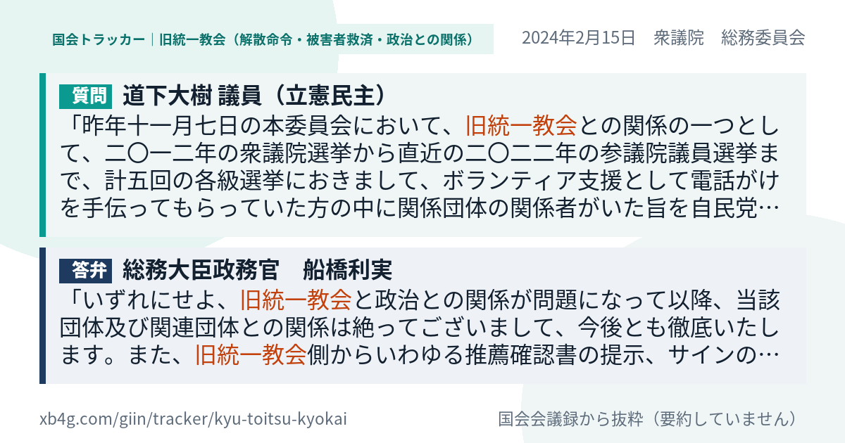 質問と答弁のカード