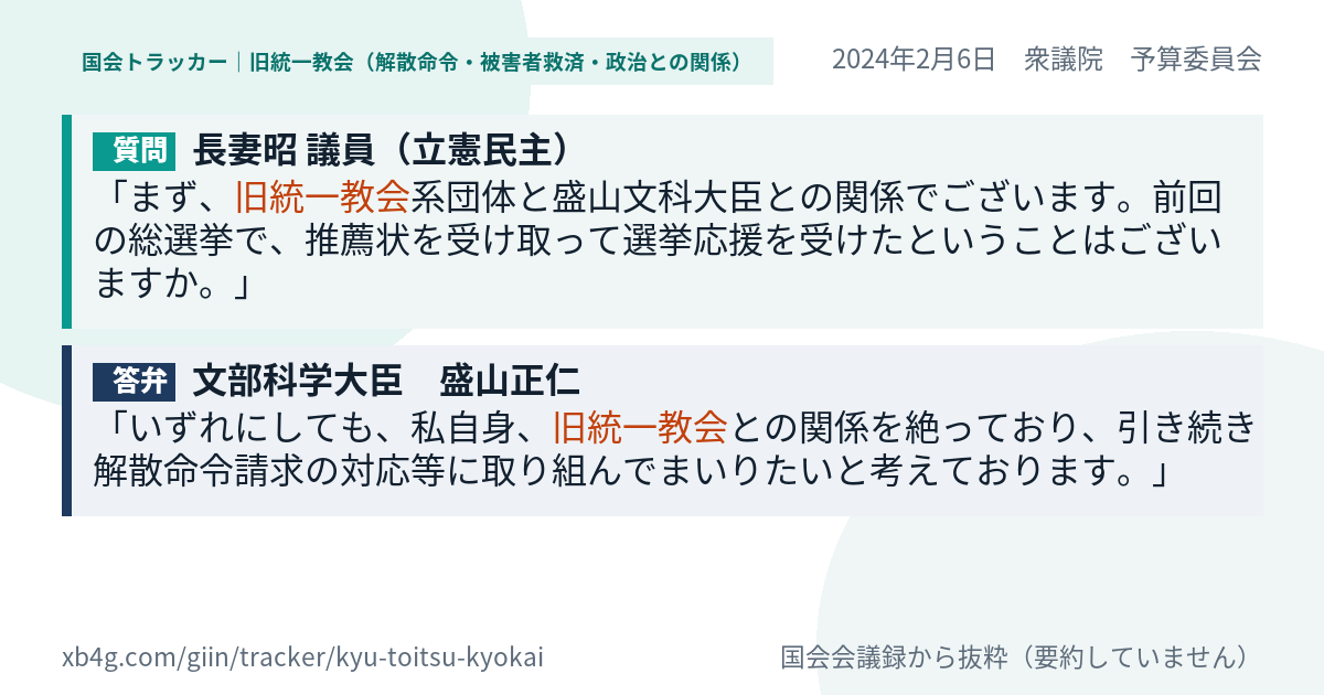 質問と答弁のカード