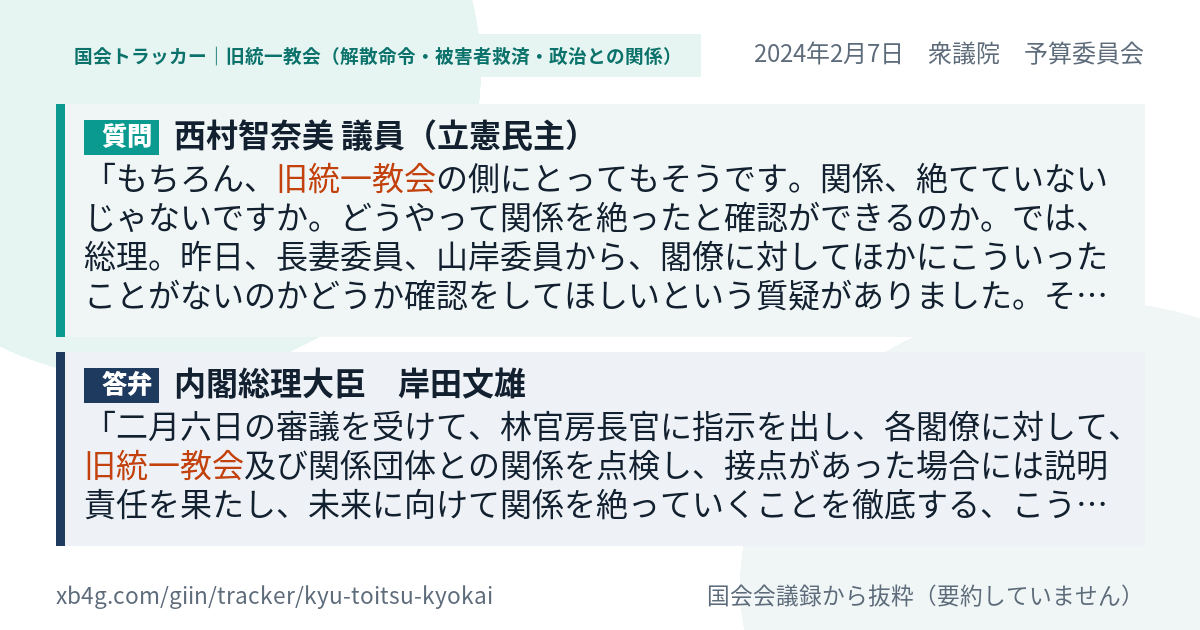 質問と答弁のカード
