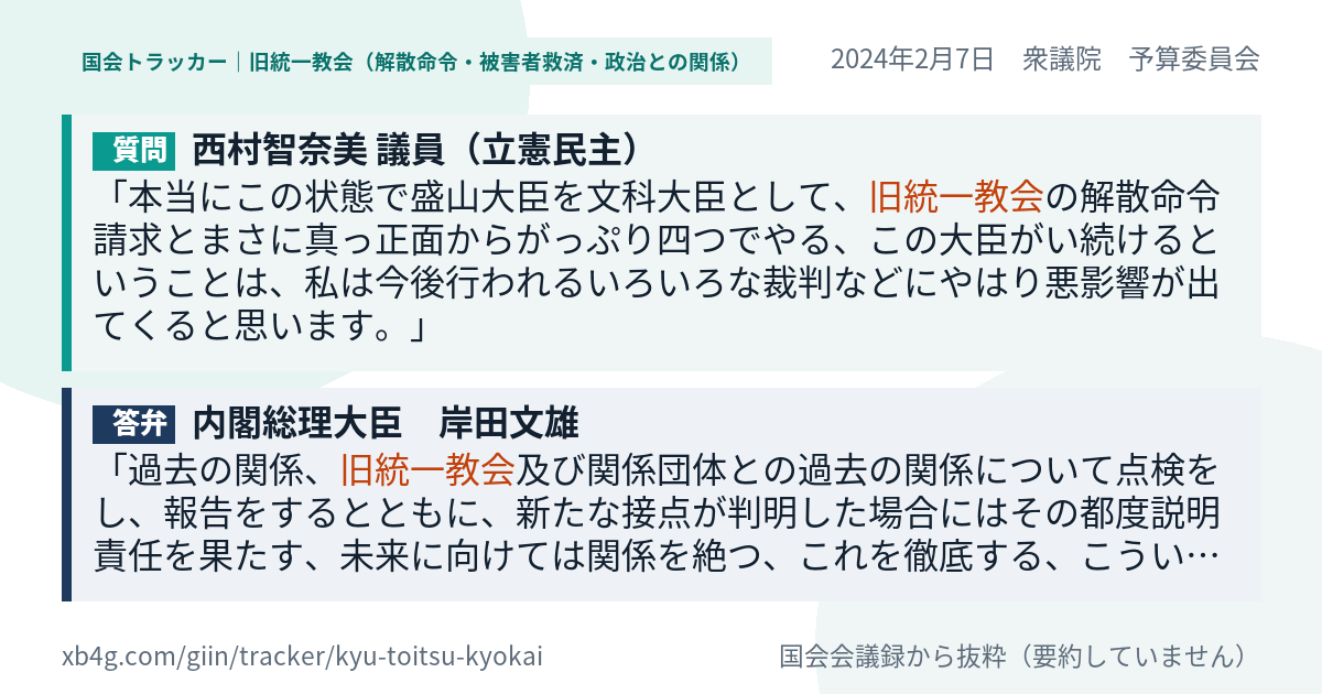 質問と答弁のカード
