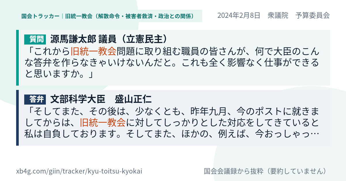 質問と答弁のカード