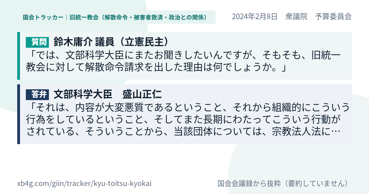 質問と答弁のカード