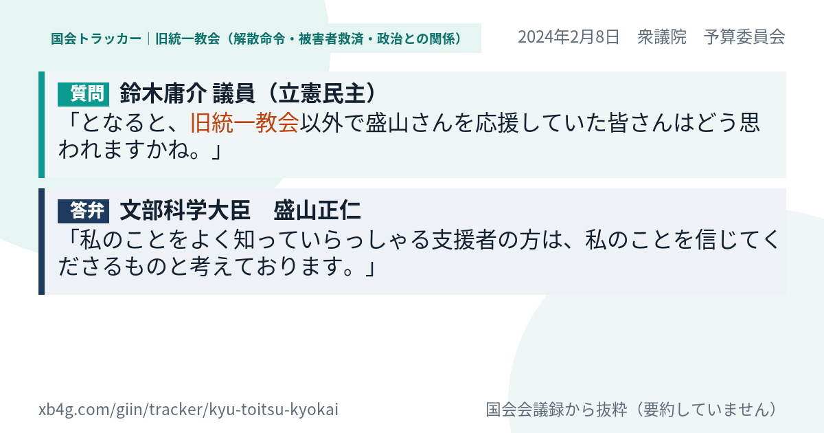 質問と答弁のカード